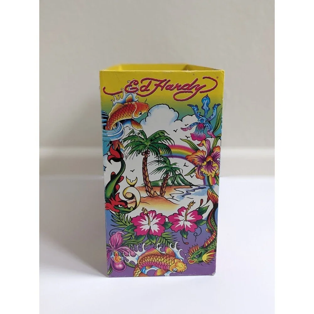 Ed Hardy‎ x Lisa Frank Hanging File Box Tropical Tattoo Art Koi Dragon Rainbow